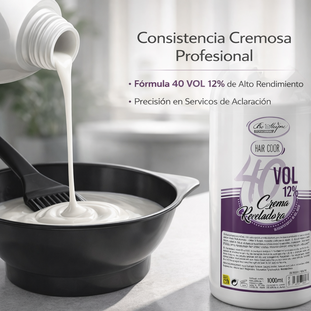 Be´Shyne® - Crema Reveladora 40 VOL (12%) con Peróxido para Tintes sin Amoníaco 1L