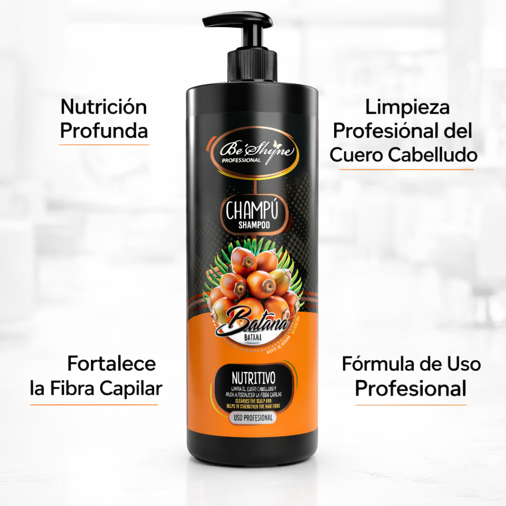 Be´Shyne - Champú Reparador con Aceite de Batana para Cabello Seco o Dañado 1L