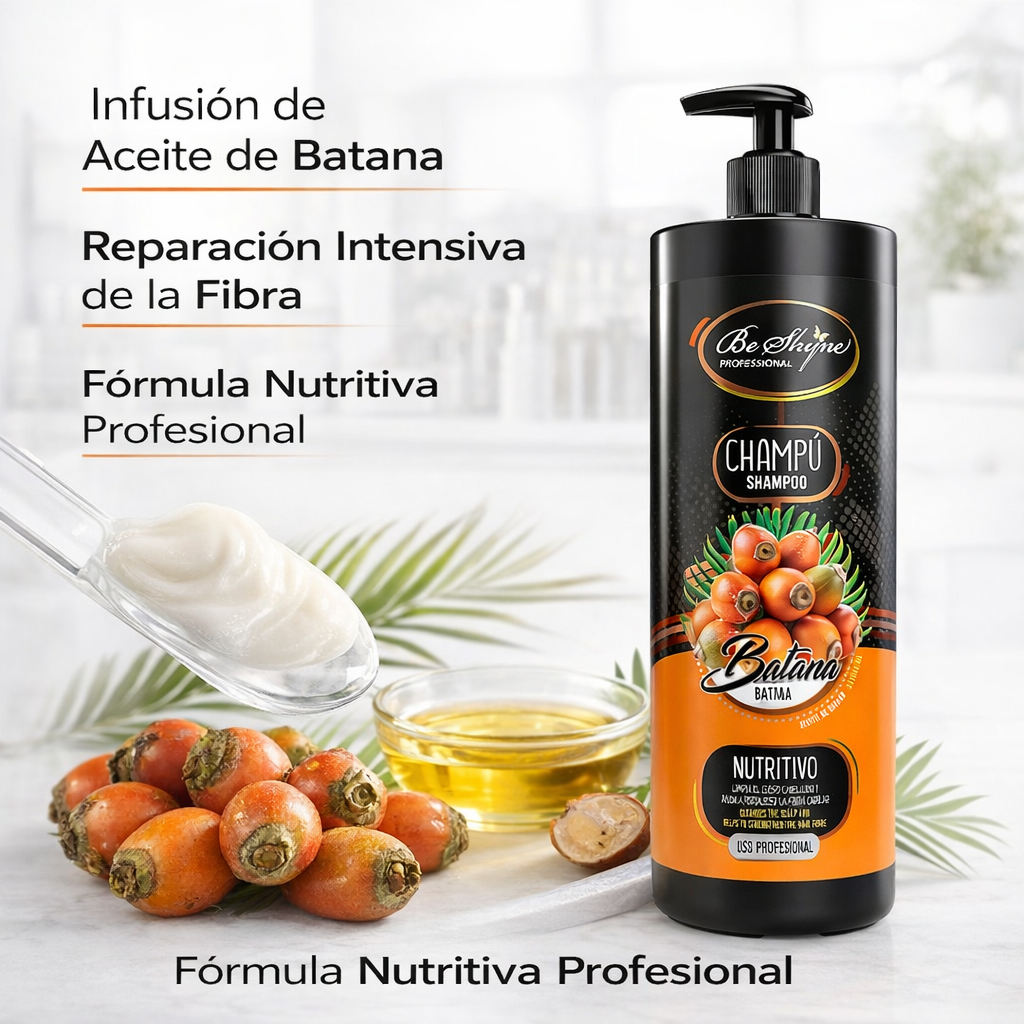 Be´Shyne - Champú Reparador con Aceite de Batana para Cabello Seco o Dañado 1L