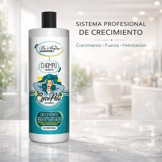 Be Shyne Professional – Champú Crece Pelo con Biotina, Pantenol y Vitaminas para fortalecer (1000ml)