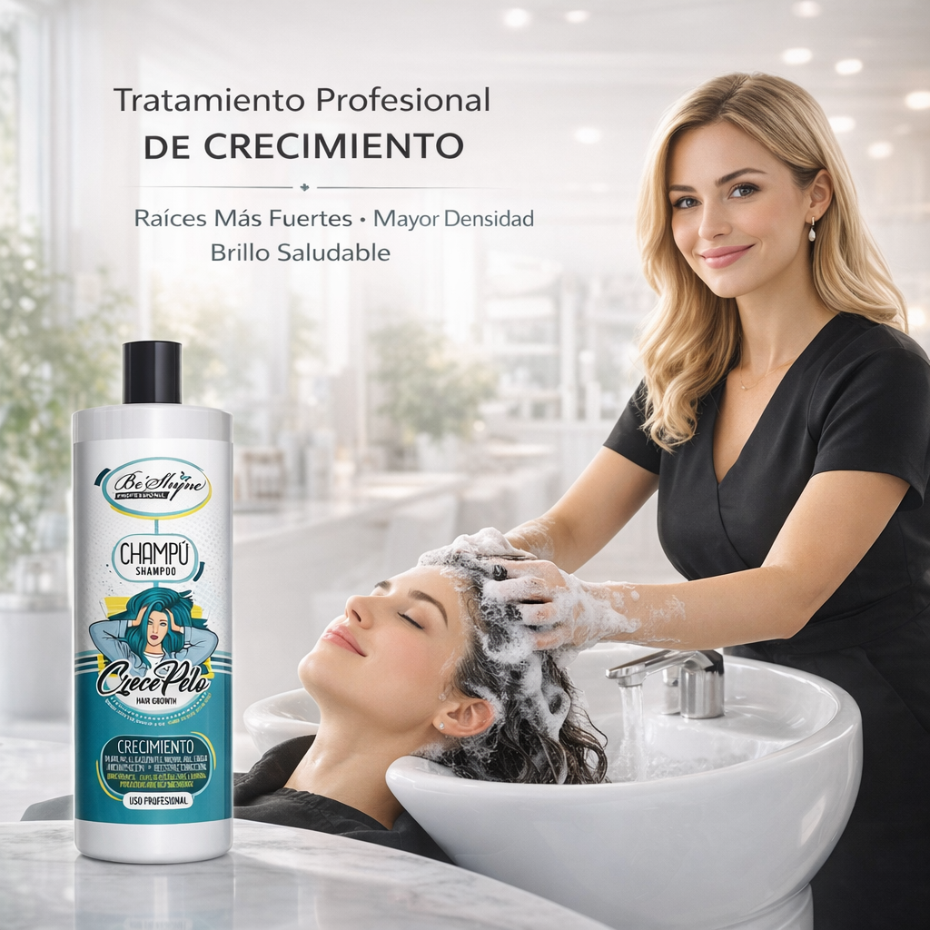 Be Shyne Professional – Champú Crece Pelo con Biotina, Pantenol y Vitaminas para fortalecer (1000ml)