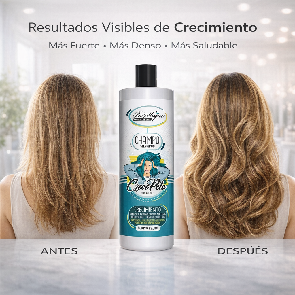 Be Shyne Professional – Champú Crece Pelo con Biotina, Pantenol y Vitaminas para fortalecer (1000ml)