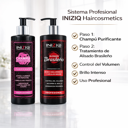 Pack Alisado Brasileño con Ácido Hialurónico y Células Madre + Champú Purificante 300 ml – Inizia Haircosmetics