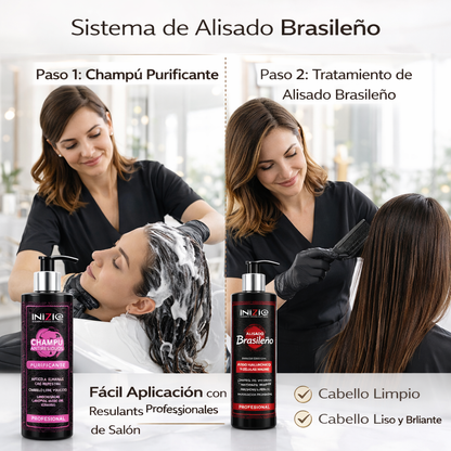 Pack Alisado Brasileño con Ácido Hialurónico y Células Madre + Champú Purificante 300 ml – Inizia Haircosmetics