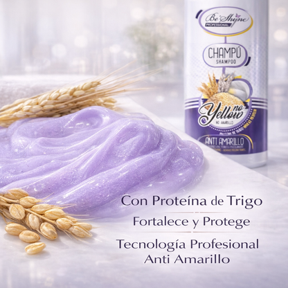Be’Shyne – Champú Anti Yellow neutralizador para rubios y grises con proteína de trigo 1L