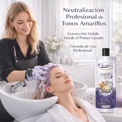 Be’Shyne – Champú Anti Yellow neutralizador para rubios y grises con proteína de trigo 1L