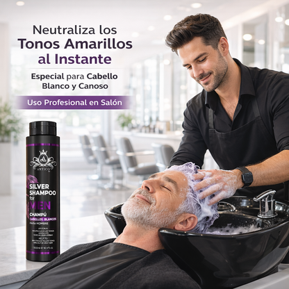 Artico MEN – Champú No Yellow neutralizante de tonos amarillos para cabello rubio, gris o blanco (500 g)