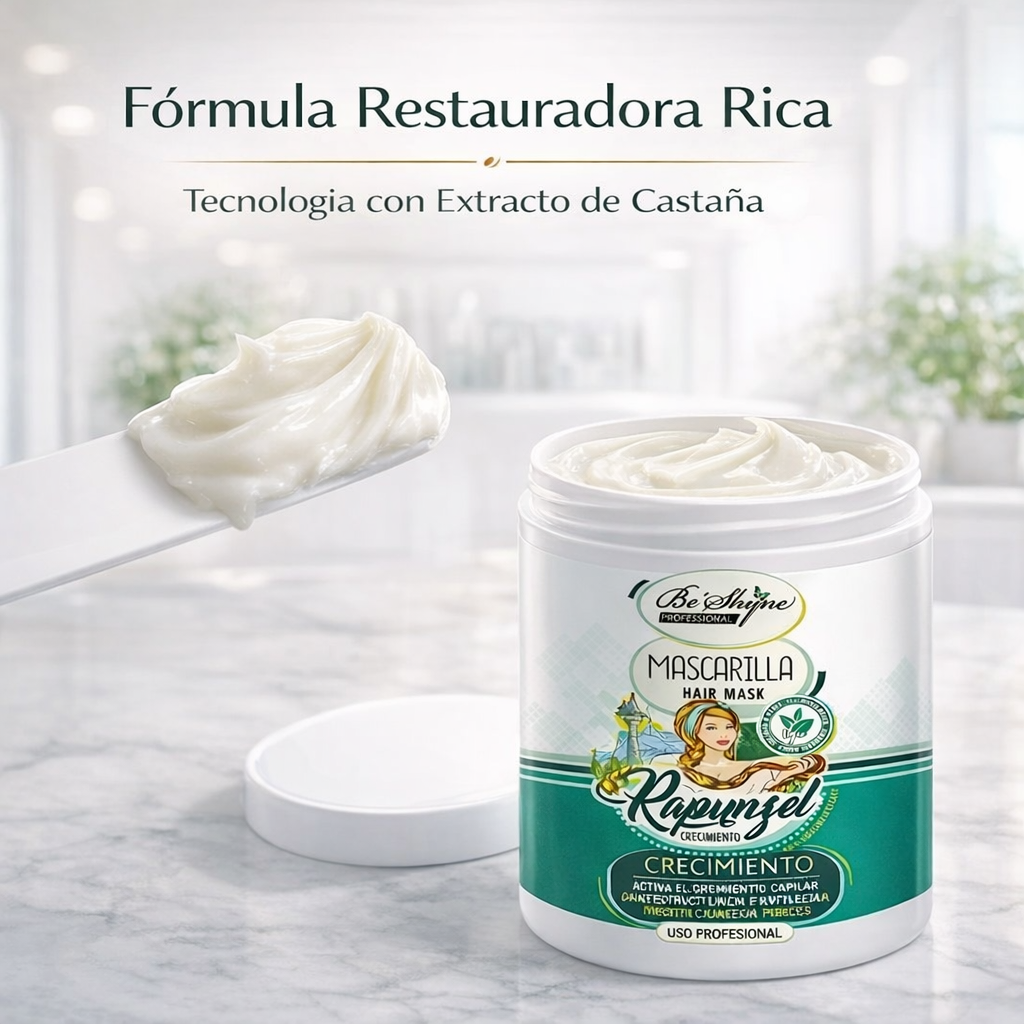 Be’Shyne® - Mascarilla Rapunzel con Biotina para Crecimiento Intensivo 1L
