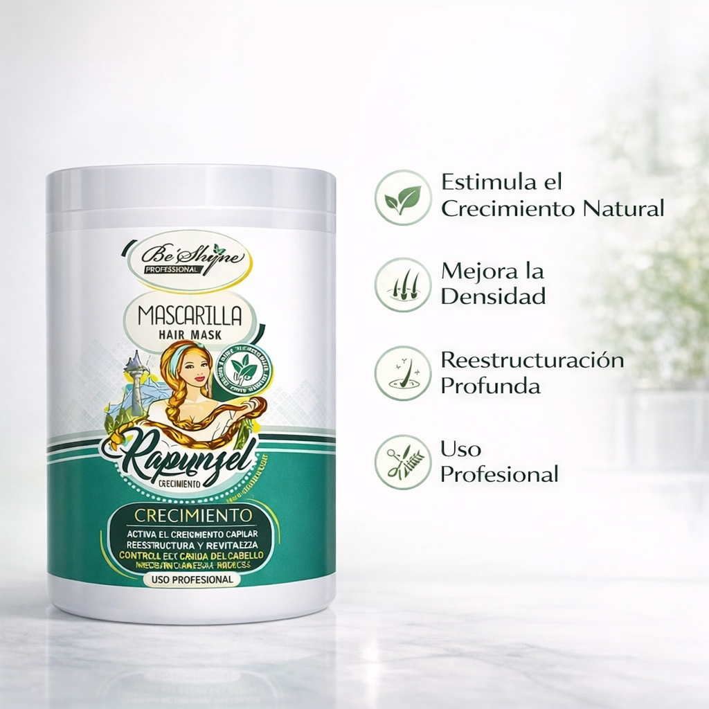Be’Shyne® - Mascarilla Rapunzel con Biotina para Crecimiento Intensivo 1L
