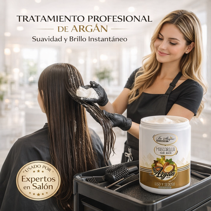 Be´Shyne® - Mascarilla de Argán Nutritiva y Reparadora para Cabello Seco o Dañado 1L