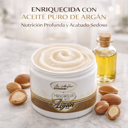 Be´Shyne® - Mascarilla de Argán Nutritiva y Reparadora para Cabello Seco o Dañado 1L