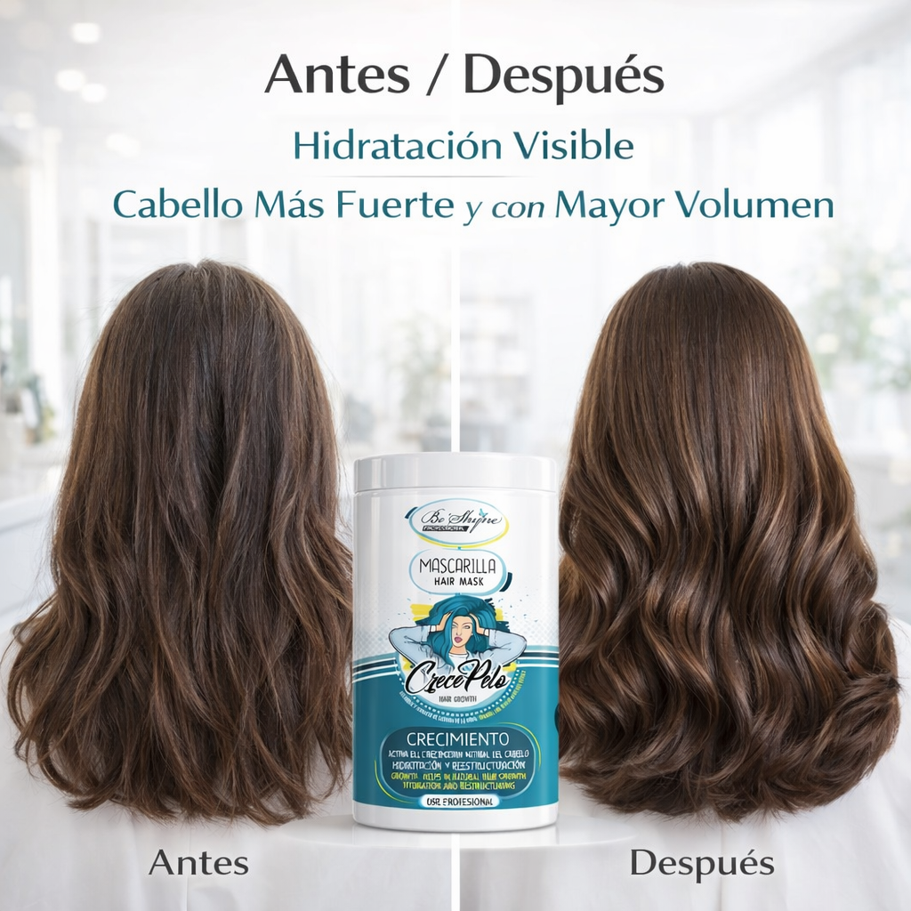 Be’Shyne® - Mascarilla Crece Pelo con Biotina para Crecimiento y Fortalecimiento 1L