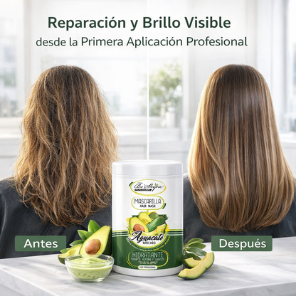 Be’Shyne® - Mascarilla Hidratante de Aguacate y Aceite de Argán para Cabello Seco 1L