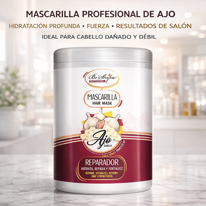 Be’Shyne® - Mascarilla Reparadora de Ajo y Queratina para Cabello Dañado;1L