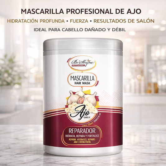 Be’Shyne® - Mascarilla Reparadora de Ajo y Queratina para Cabello Dañado;1L