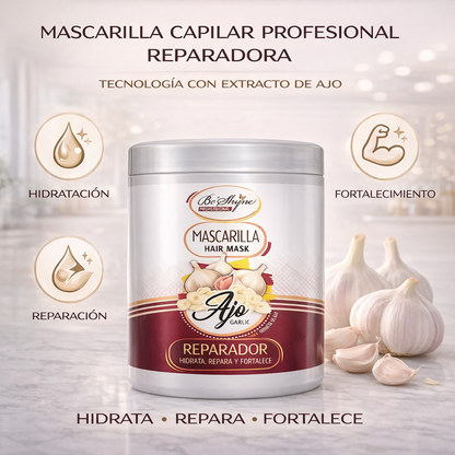 Be’Shyne® - Mascarilla Reparadora de Ajo y Queratina para Cabello Dañado;1L