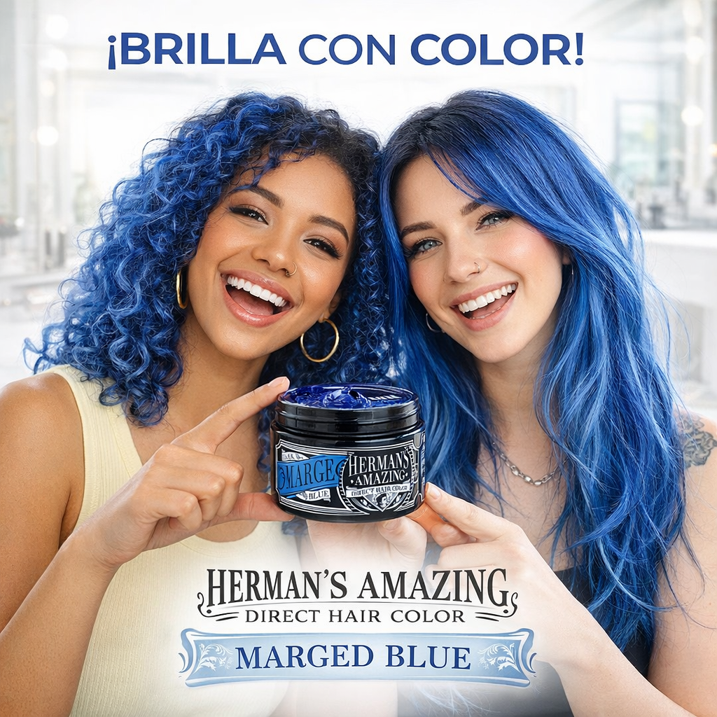 Herman’s Amazing – Mascarilla de color Marge Blue, tono azul temporal 125 ml