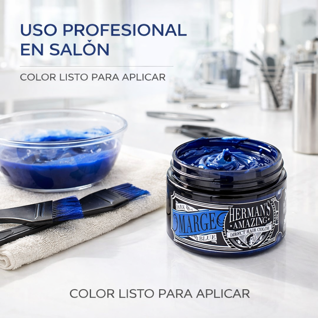 Herman’s Amazing – Mascarilla de color Marge Blue, tono azul temporal 125 ml