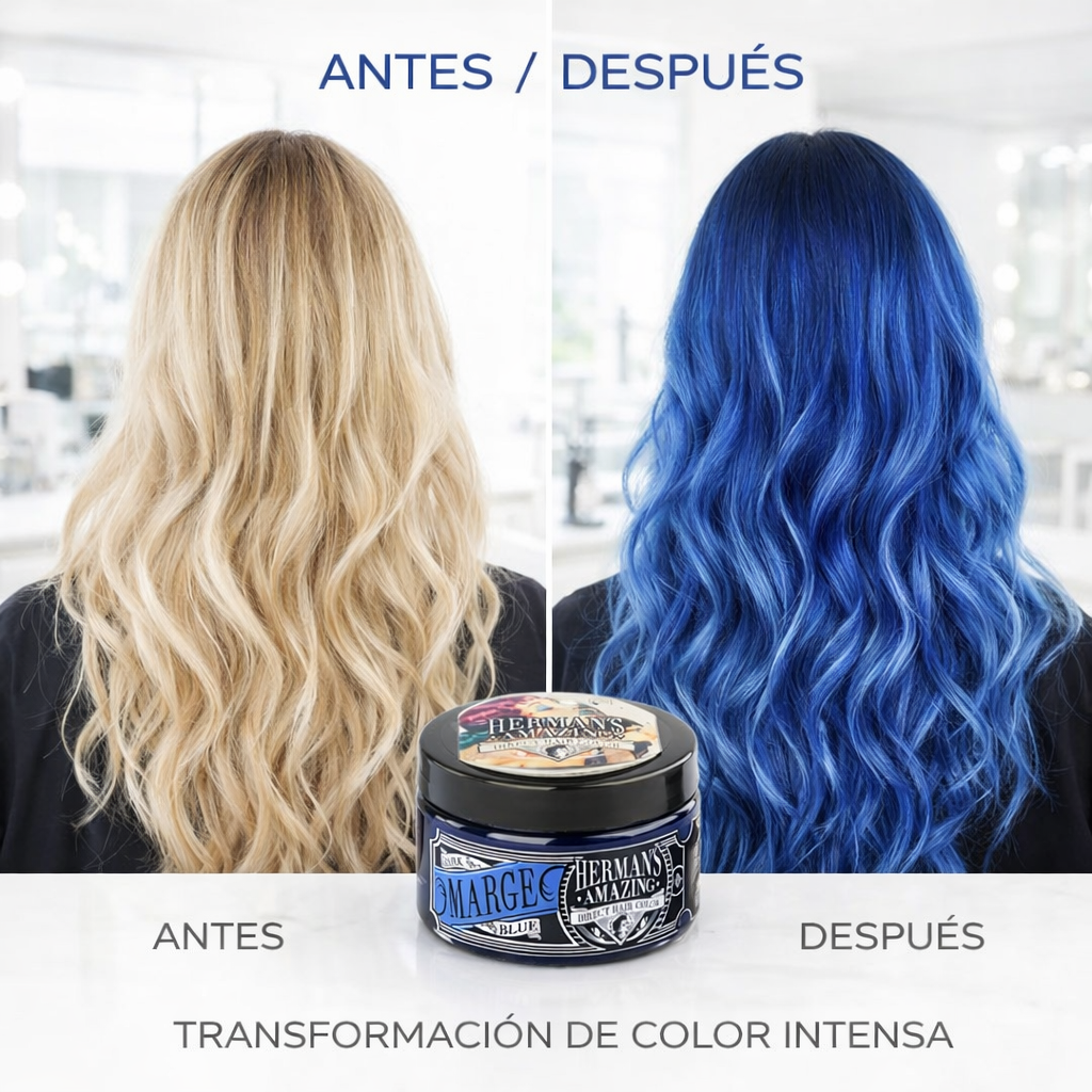 Herman’s Amazing – Mascarilla de color Marge Blue, tono azul temporal 125 ml