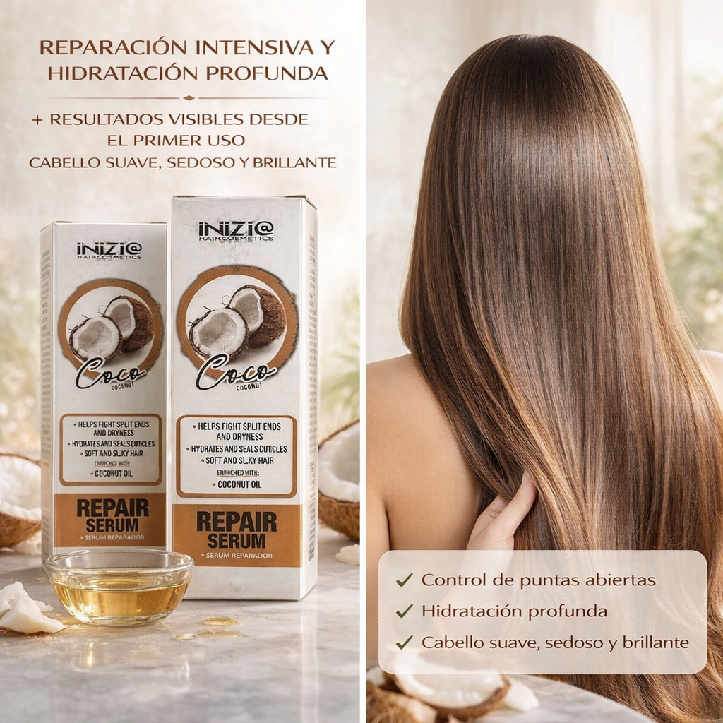 @Inizia Hair Cosmetics – Sérum Reparador Capilar con Coco y Macadamia 200ml