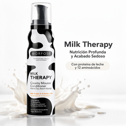 Morfose – Mousse capilar Milk Therapy con proteína de leche, repara e hidrata 200 ml