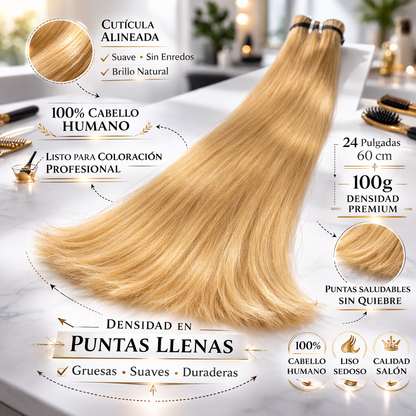 Inizia – Extensiones de Cabello Natural de India Remy Liso Punta Llena