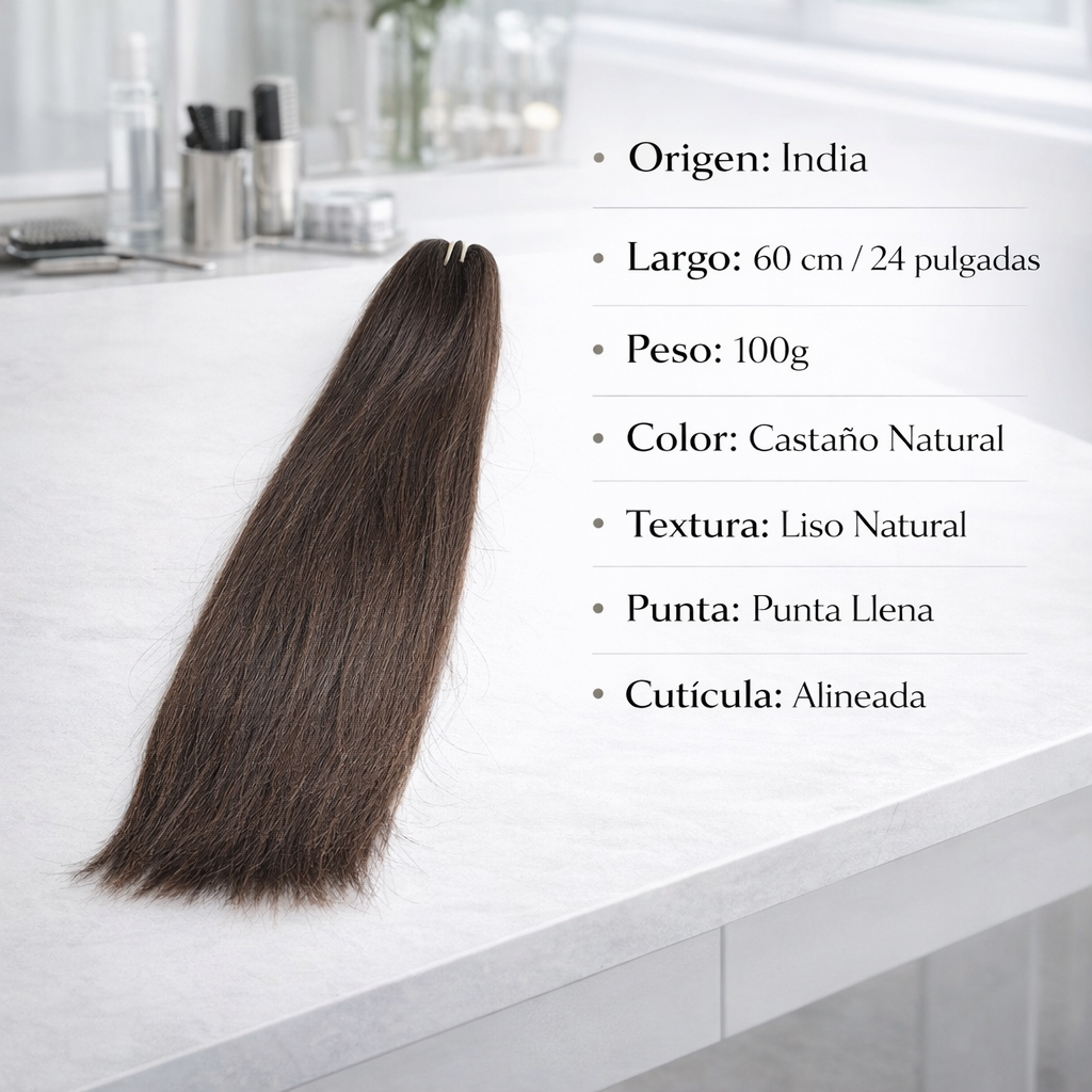 Inizia – Extensiones de Cabello Natural de India Remy Liso Punta Llena