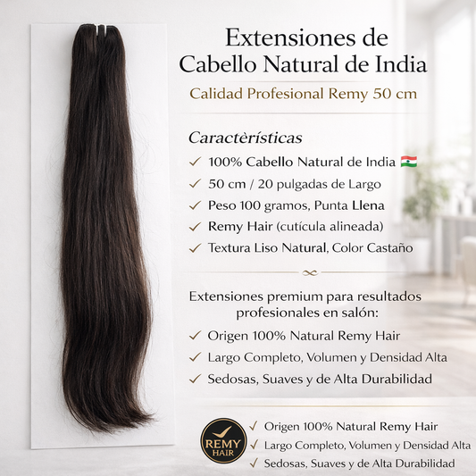 Inizia – Extensiones de Cabello Natural de India Remy Liso Punta Llena