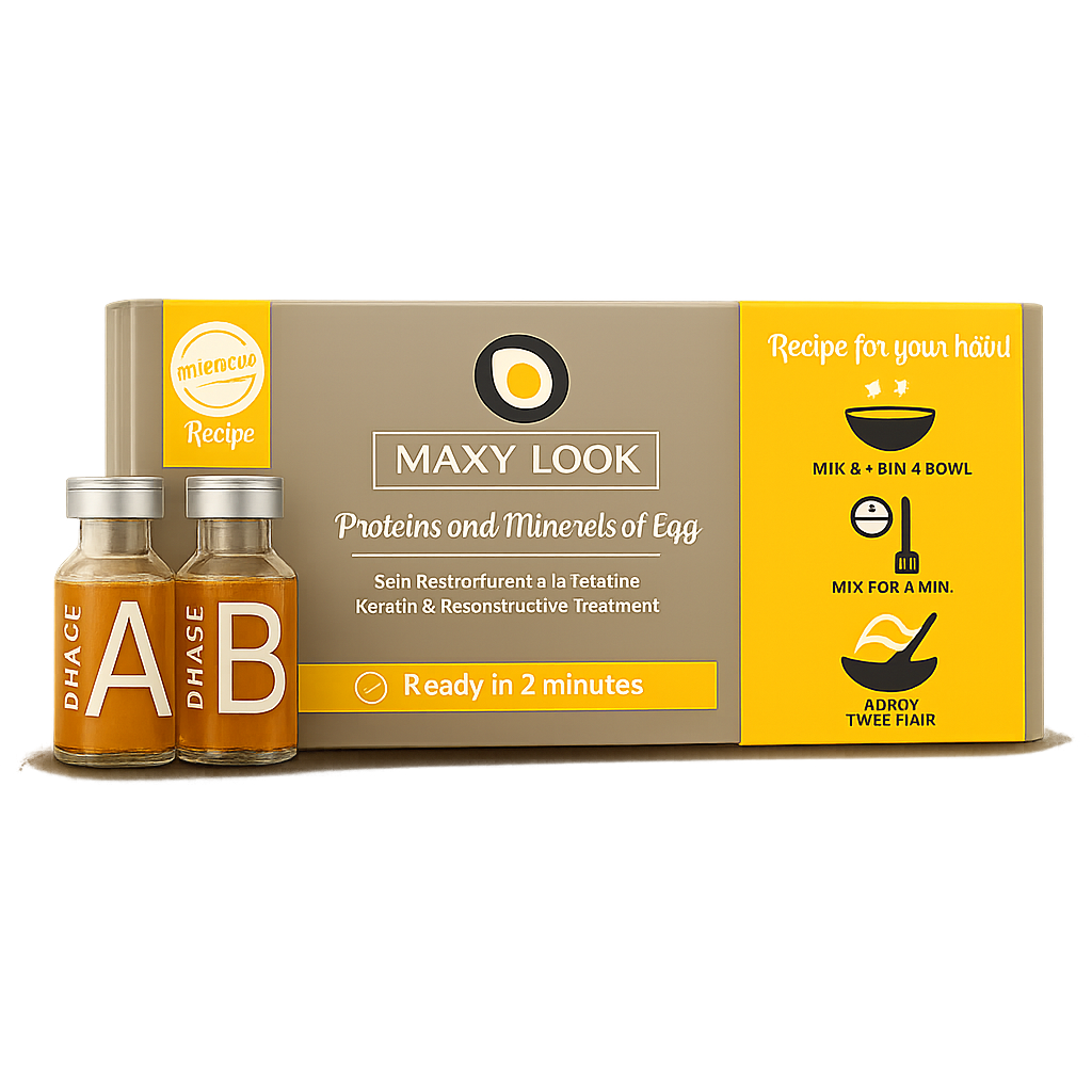 Maxy Look – Loción Reestructurante A+B con Proteínas de Huevo y Queratina para Cabello Dañado 2x20ml