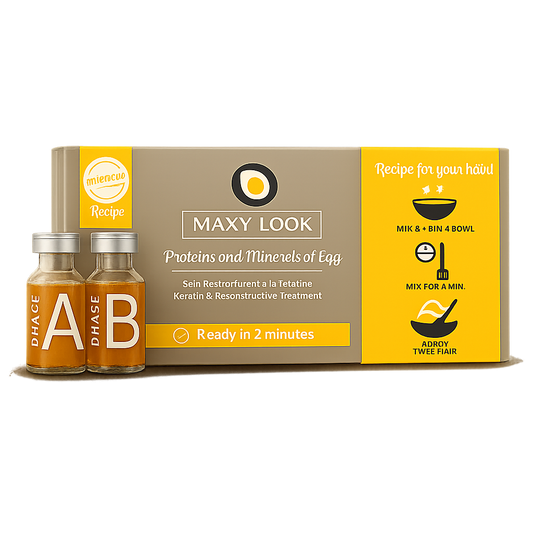 Maxy Look – Loción Reestructurante A+B con Proteínas de Huevo y Queratina para Cabello Dañado 2x20ml