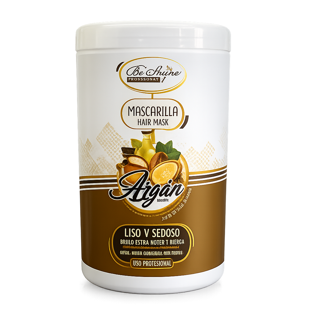 Be´Shyne® - Mascarilla de Argán Nutritiva y Reparadora para Cabello Seco o Dañado 1L