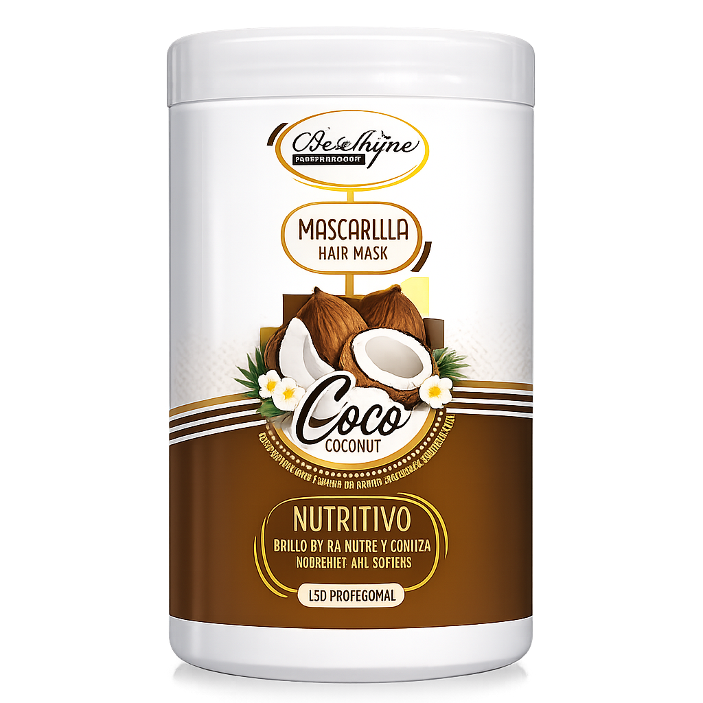 Be´Shyne® - Mascarilla Nutritiva de Coco y Aceite de Argán para Cabello Seco 1L