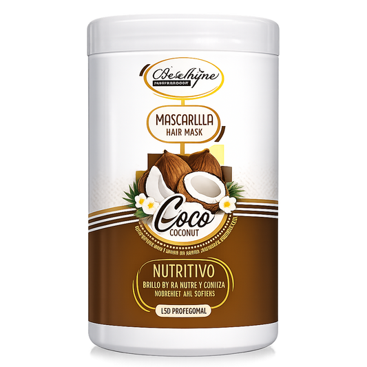 Be´Shyne® - Mascarilla Nutritiva de Coco y Aceite de Argán para Cabello Seco 1L