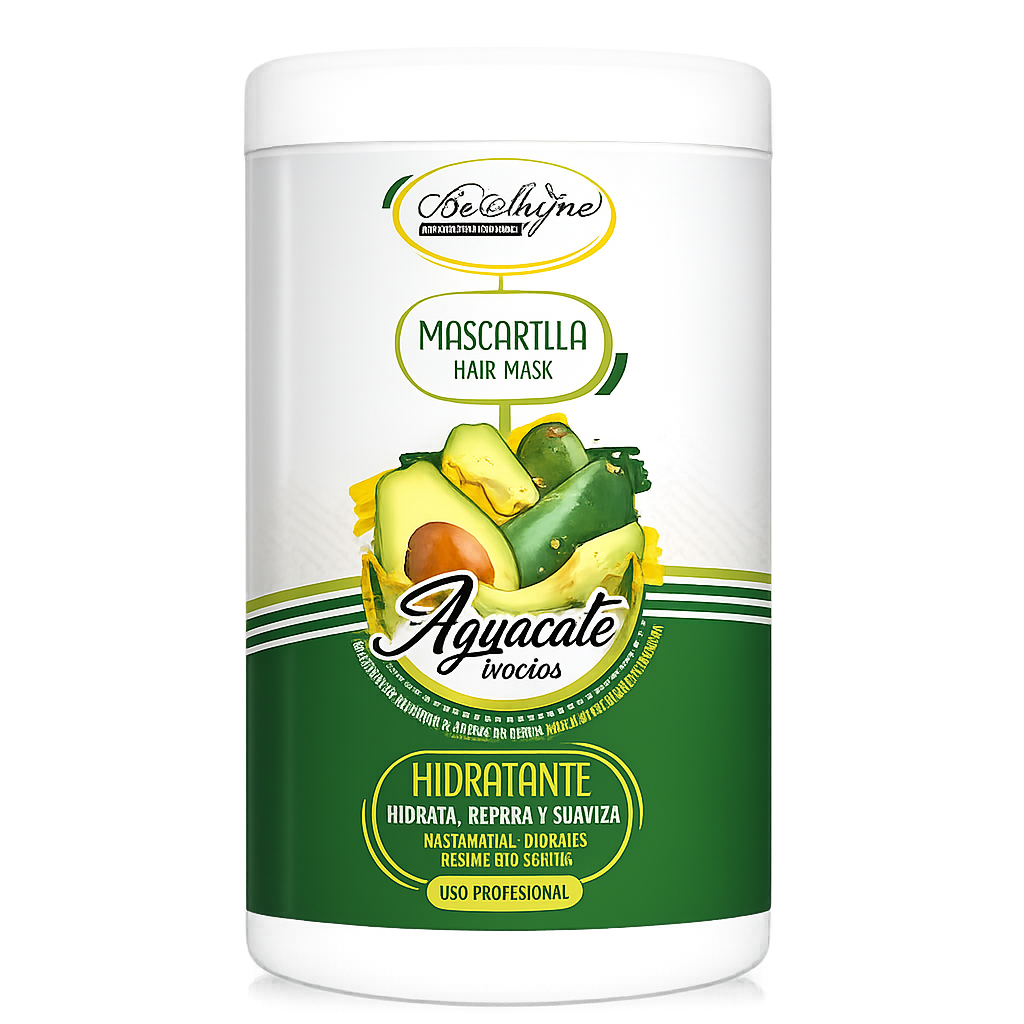 Be’Shyne® - Mascarilla Hidratante de Aguacate y Aceite de Argán para Cabello Seco 1L