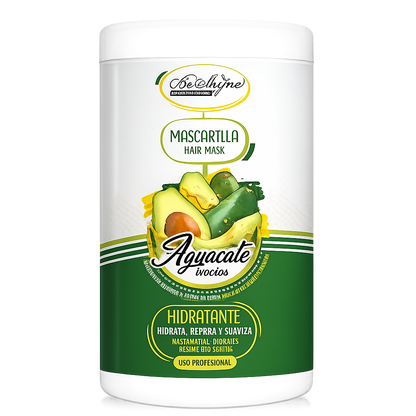 Be’Shyne® - Mascarilla Hidratante de Aguacate y Aceite de Argán para Cabello Seco 1L
