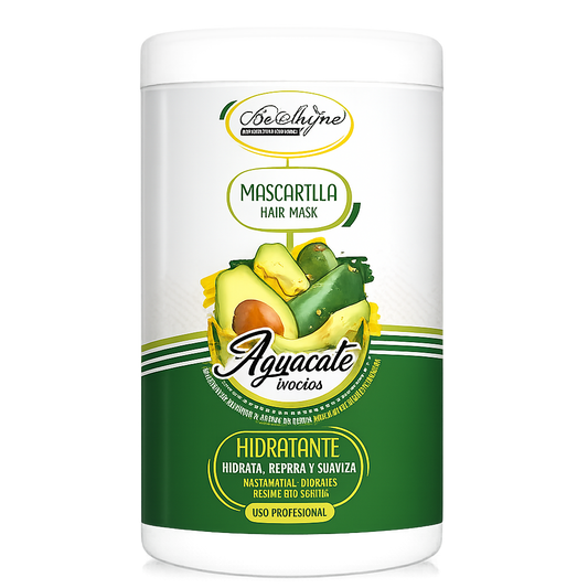 Be’Shyne® - Mascarilla Hidratante de Aguacate y Aceite de Argán para Cabello Seco 1L