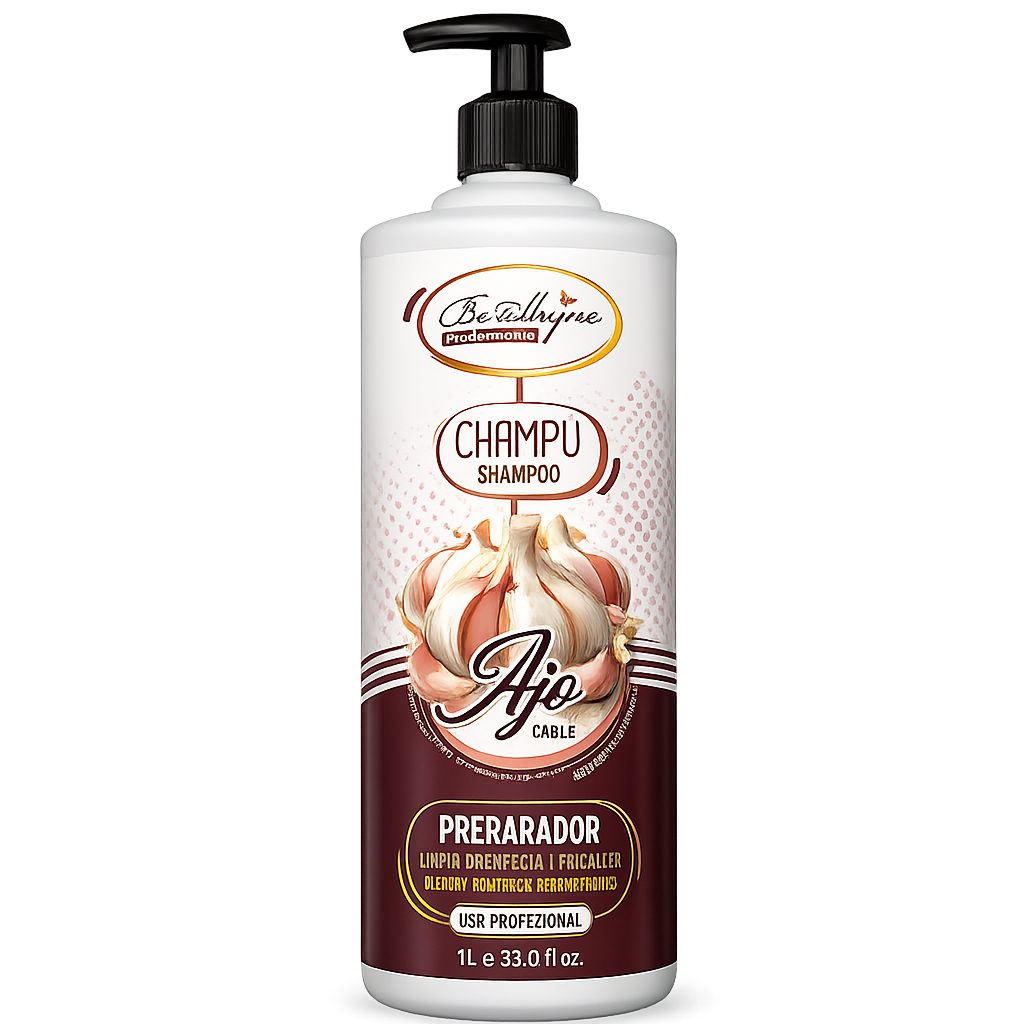 Be’Shyne® – Champú de Ajo Reparador con Queratina para Cabello Dañado 1L