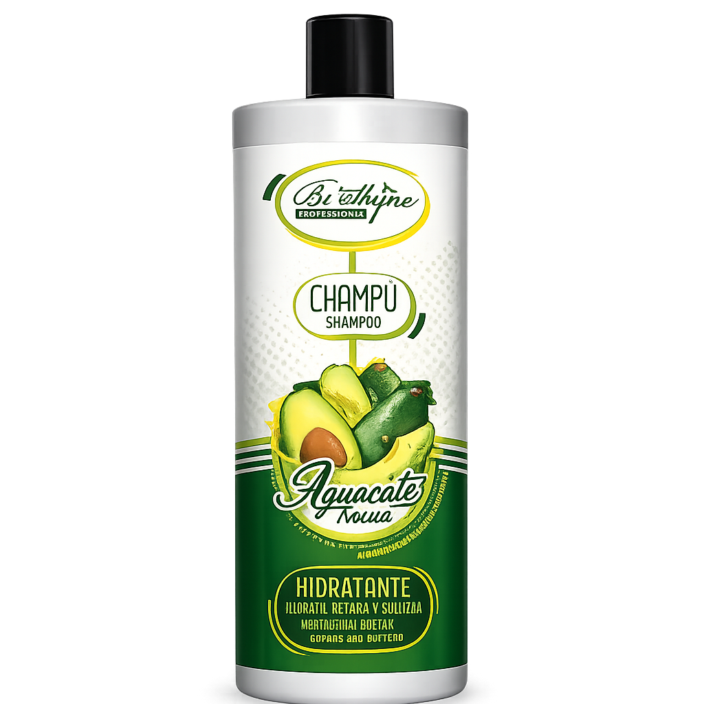 Be Shyne Professional – Champú Hidratante con Aguacate y Aceite de Argán para Cabello Seco y Frágil (1000 ml)
