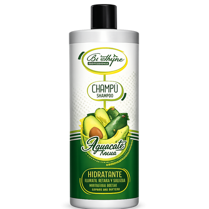 Be Shyne Professional – Champú Hidratante con Aguacate y Aceite de Argán para Cabello Seco y Frágil (1000 ml)