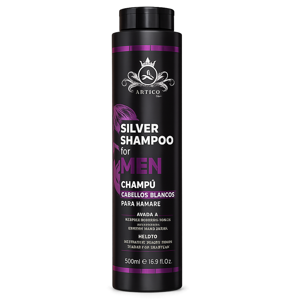 Artico MEN – Champú No Yellow neutralizante de tonos amarillos para cabello rubio, gris o blanco (500 g)