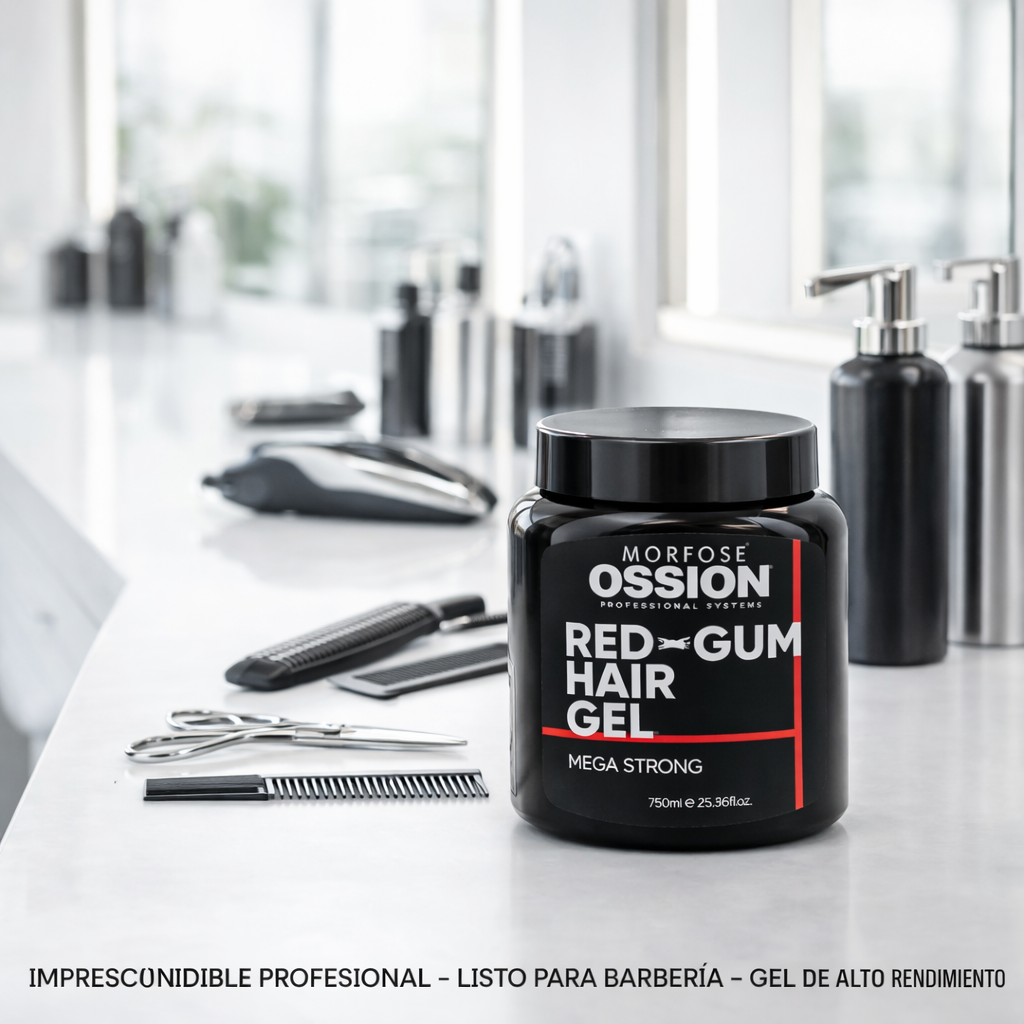 Morfose Ossion – Gel Capilar Red Gum Fijación Fuerte para Peinado Duradero 750ml / 300ml