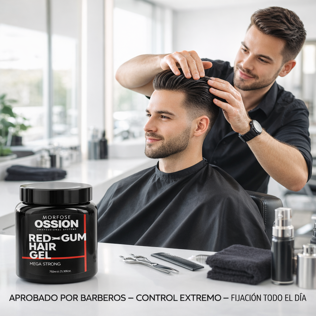 Morfose Ossion – Gel Capilar Red Gum Fijación Fuerte para Peinado Duradero 750ml / 300ml