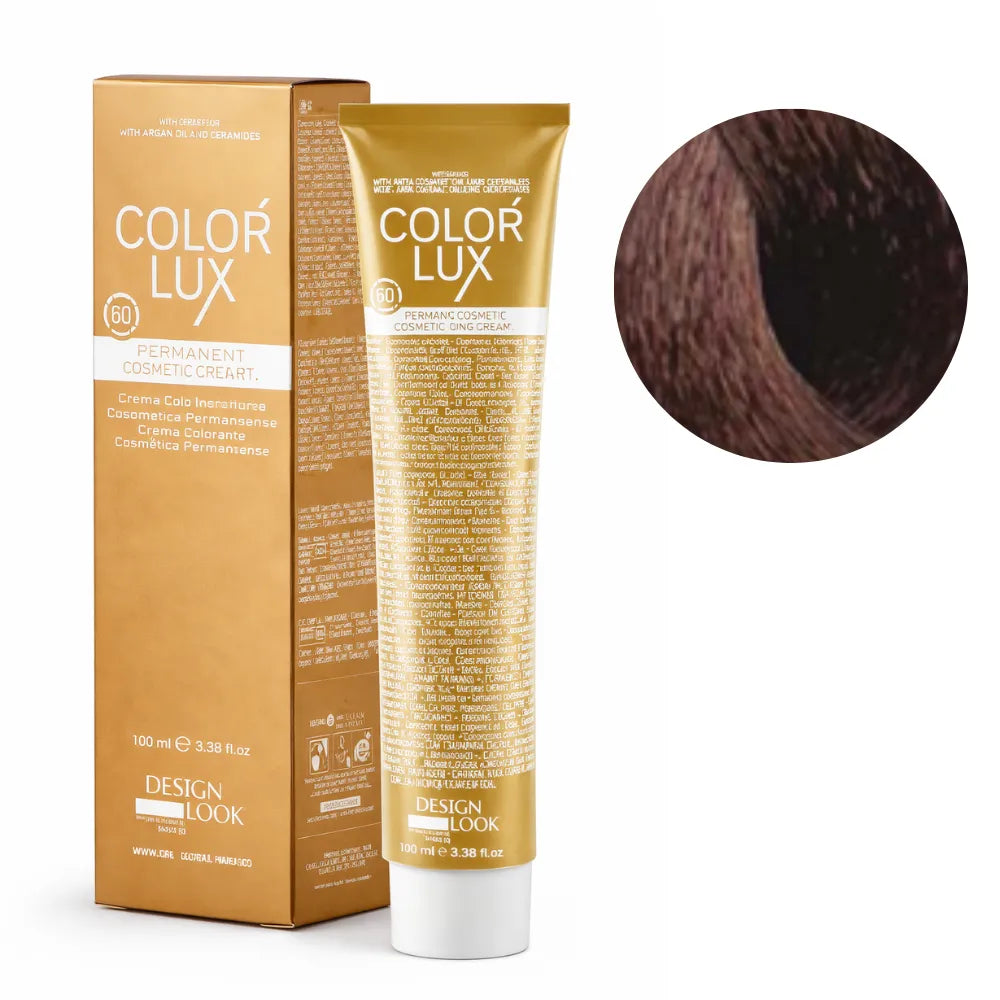 Color Lux Chocolate – Crema Colorante Permanente con Keratina y Argán para Cobertura de Canas 100ml