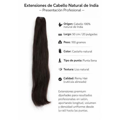 Inizia – Extensiones de Cabello Natural de India Remy Liso Punta Llena