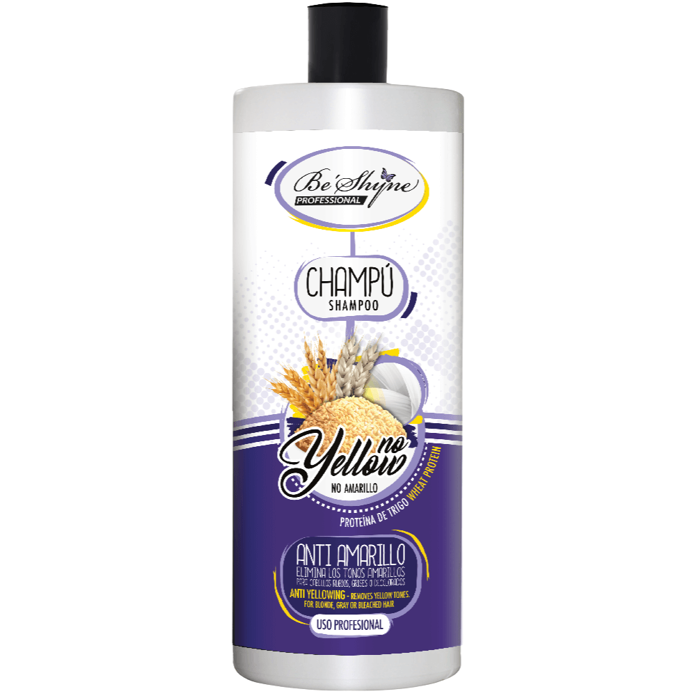 Be’Shyne – Champú Anti Yellow neutralizador para rubios y grises con proteína de trigo 1L