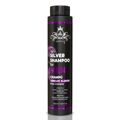Artico MEN – Champú No Yellow neutralizante de tonos amarillos para cabello rubio, gris o blanco (500 g)