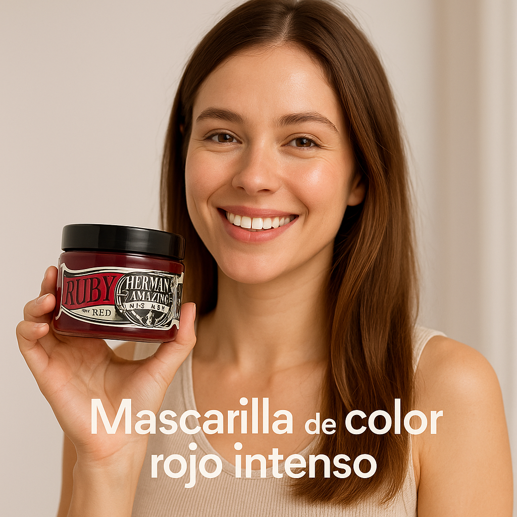 Herman’s Amazing – Mascarilla de color Ruby Red, rojo intenso para refrescar e intensificar 125 ml