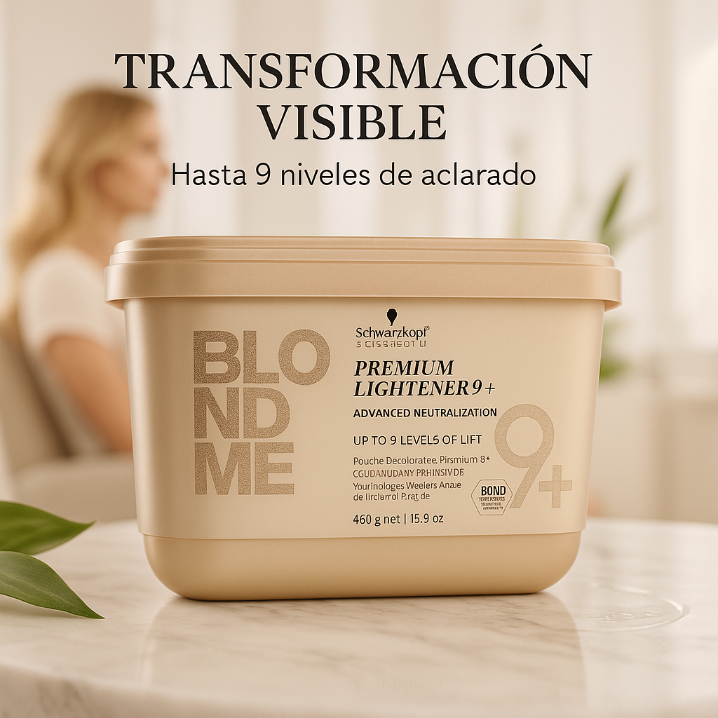 Schwarzkopf Professional – Decolorante en Polvo Premium Lift 9+ profesional, aclara hasta 9 tonos, 450 g