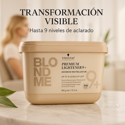 Schwarzkopf Professional – Decolorante en Polvo Premium Lift 9+ profesional, aclara hasta 9 tonos, 450 g