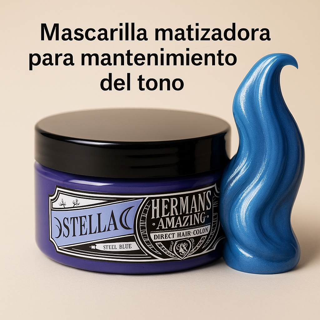 Herman’s Amazing – Mascarilla de color Stella Steel Blue para intensificar tonos fríos 125 ml